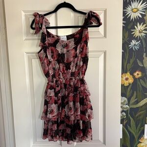 Misa Floral Tiered Dress with Tie Straps